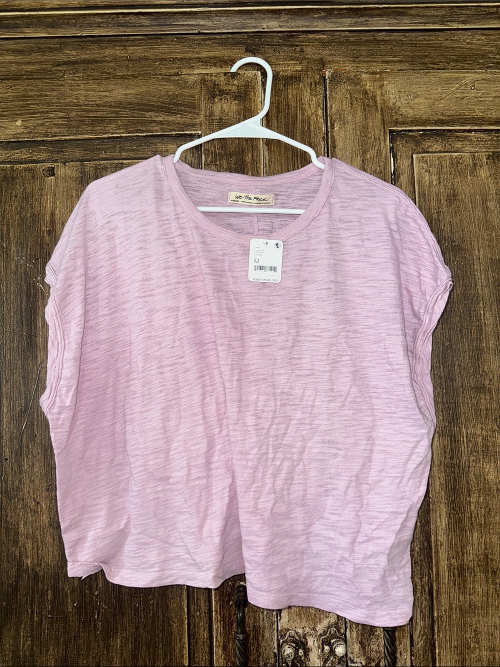 We The Free Pale Pink Slub Boxy Short Sleeve Tee